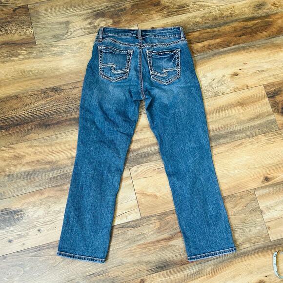 Y2k Silver Jeans Suki Capri Midrise Distressed Denim Jeans White Whipstich W28 - Picture 5 of 7